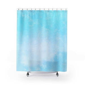 Blue Watercolor Texture Stylish Design 71" x 74" Elegant Waterproof Shower Curta